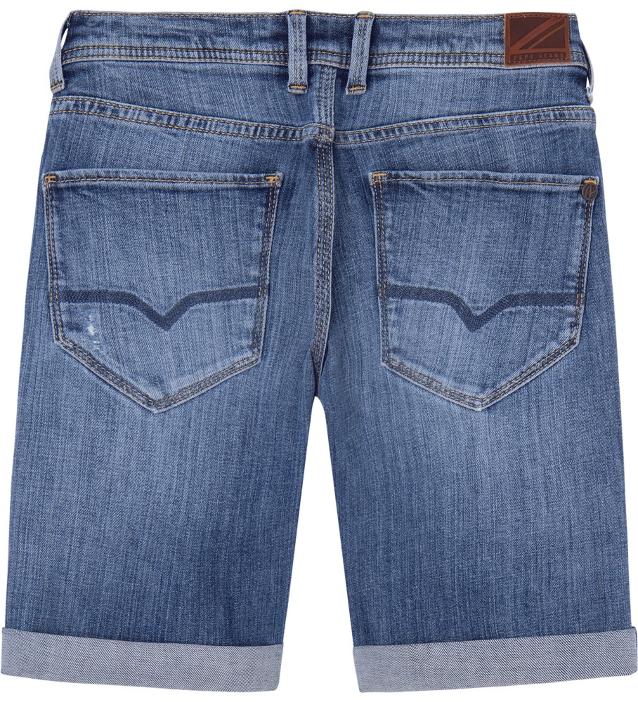 Calça jeans curta Pepe Jeans com reparo azul