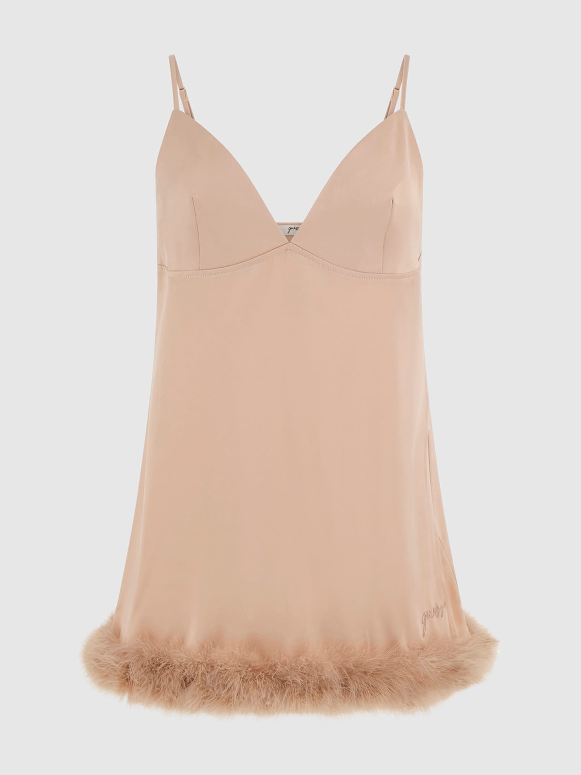 Vestido curto ecológico de penas