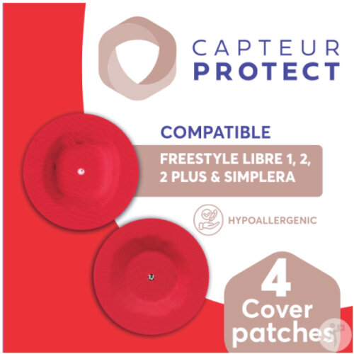 Capteur Protect Patches Rouge Cover Freestyle Libre 2/2+ Simplera 4 Pièces