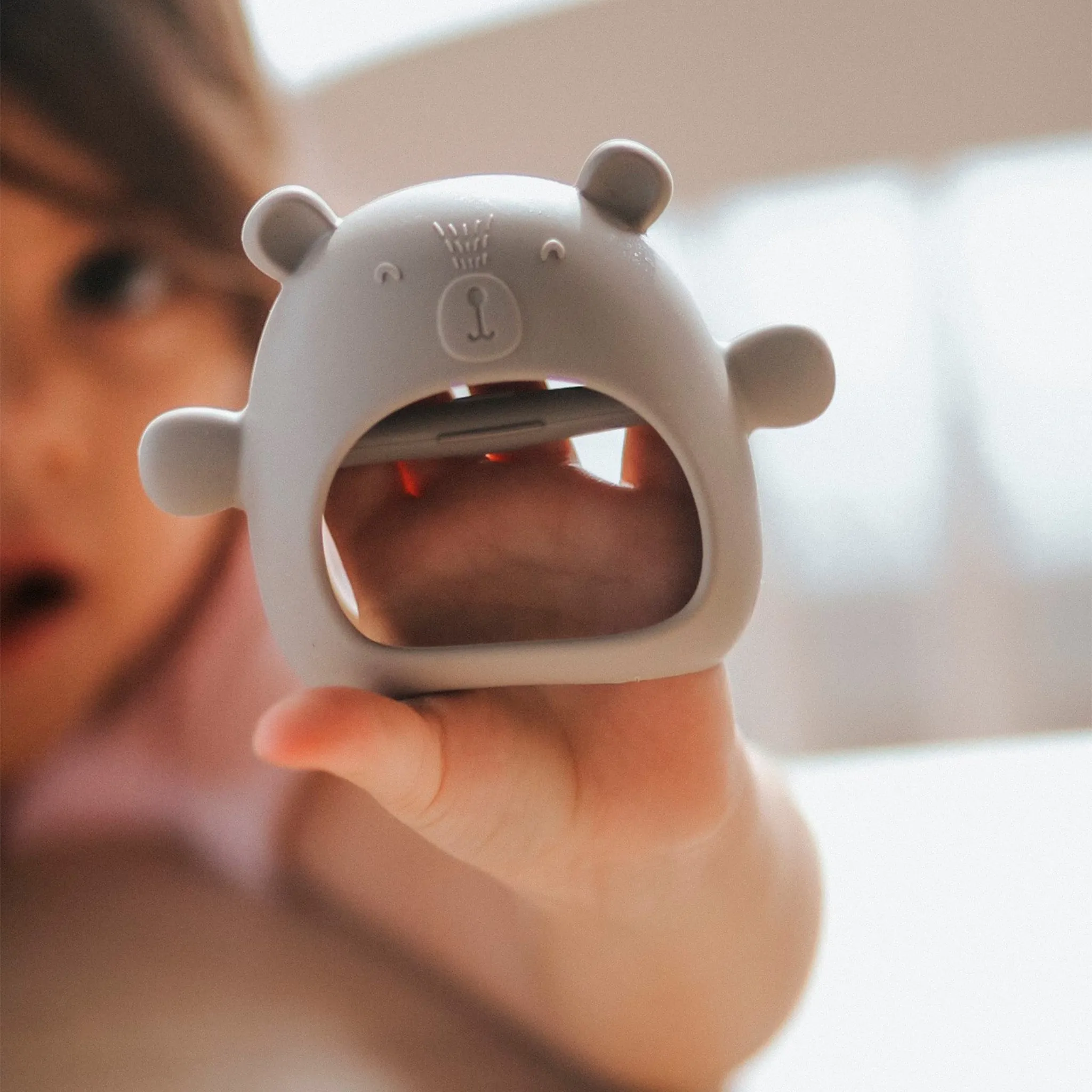Bulle Mitaine de Dentition en Silicone - Ours Sauge