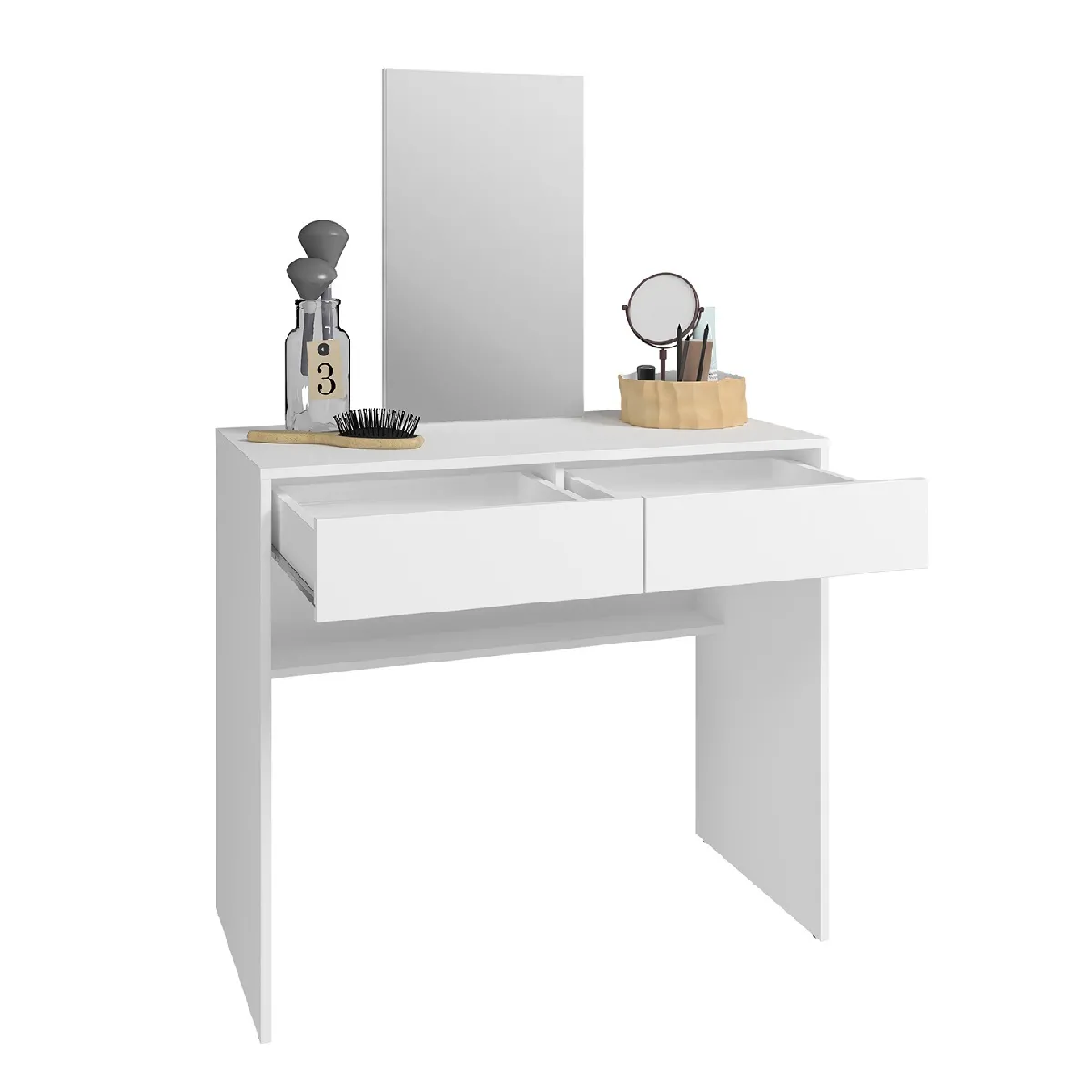 pegane Coiffeuse avec miroir - Blanc