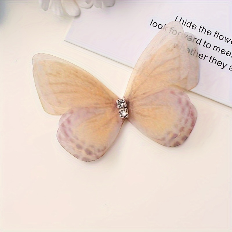 (100er Set) 50mm DIY Schmetterling mit Strassstein zum Basteln / Nähen / Dekorieren - Lila / Rosa / Grün