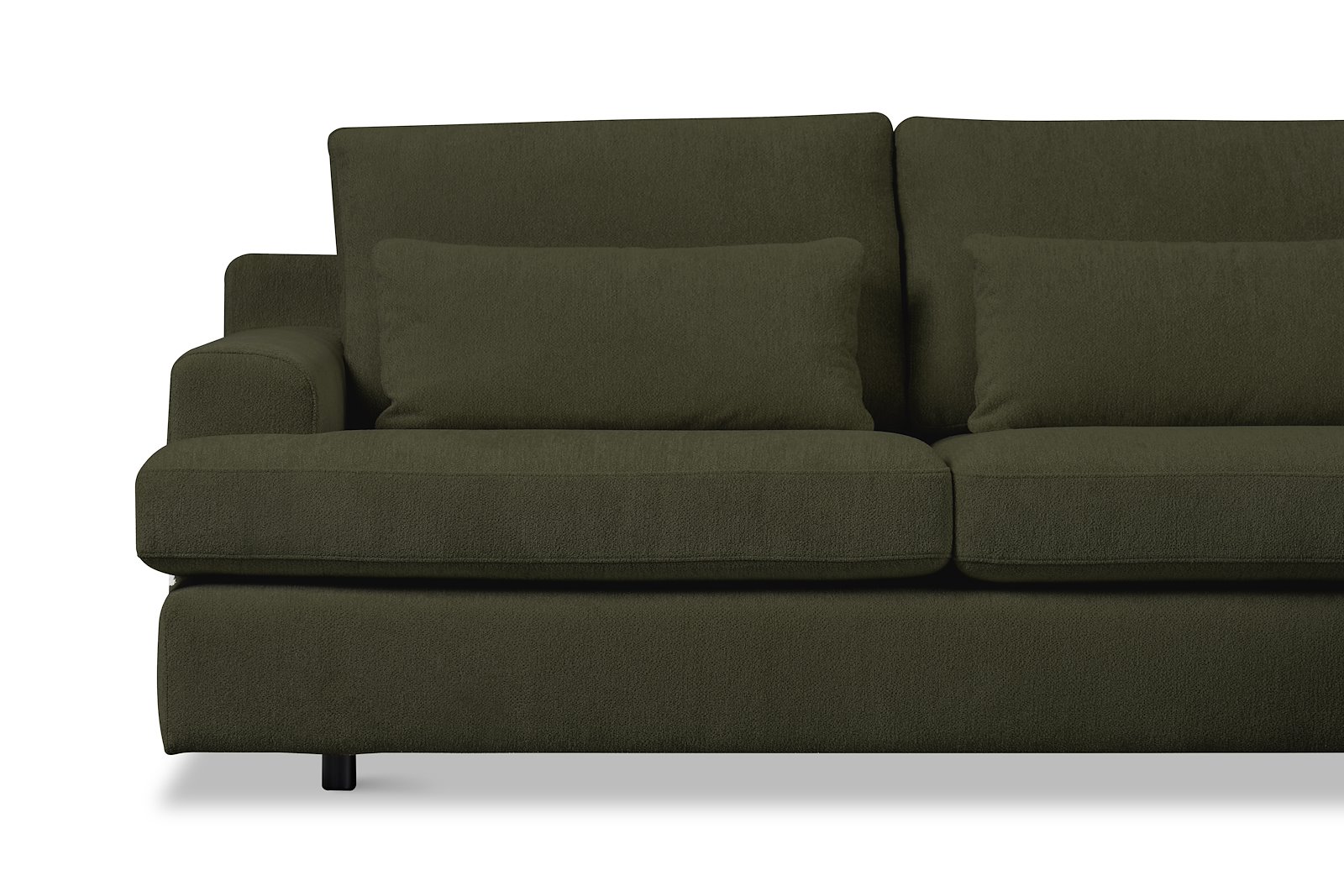 Roma Sofa 2,5-seter med sjeselong høyre. Tekstil Raven 78 Green med sorte ben
