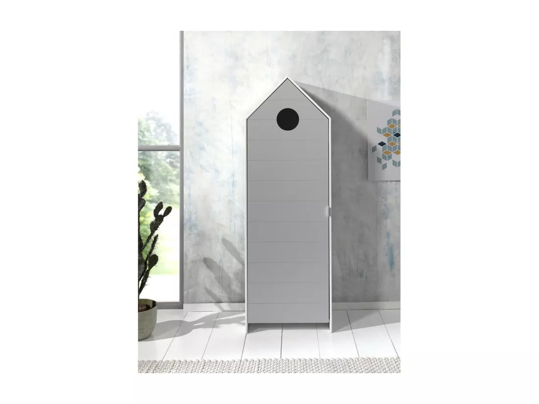 HAVRE - Armoire Cabane de Plage Grise 1 Porte