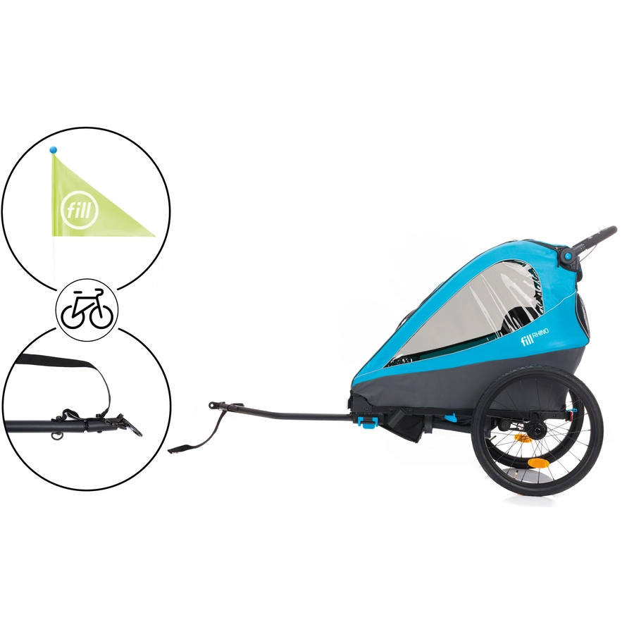 fill Fahrradanhänger Rhino Alu Blau Grau