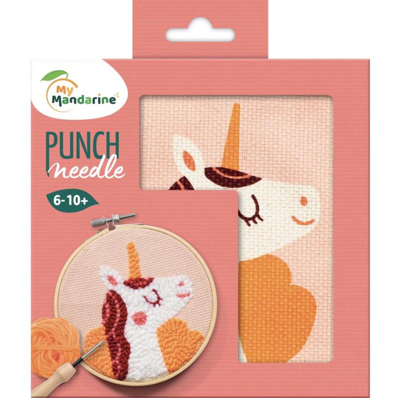Punch Needle, Licorne - Rose