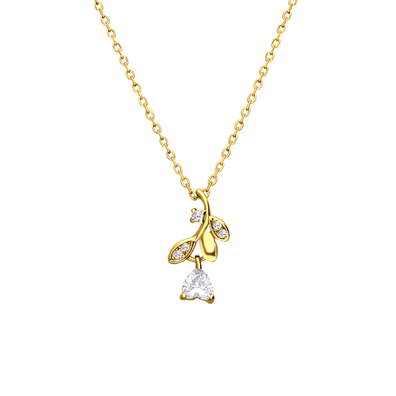 Zilveren goldplated ketting&hanger roos zirkonia