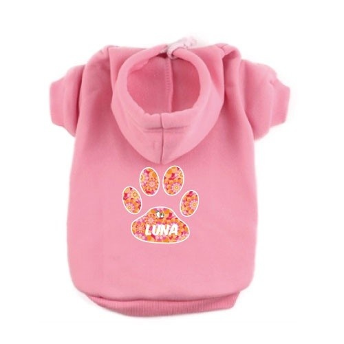 Moletom rosa com estampa de pata para cachorros