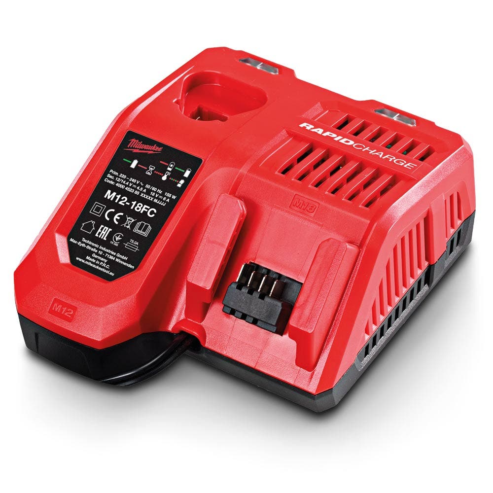 Carregador rápido multivoltagem MILWAUKEE 12V/18V 4.5/6.0Ah M12-18FC