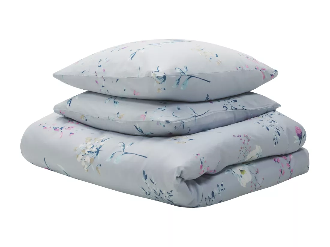 Ensemble de housses de couette EVERGREEN Satin de coton 200 x 220 cm Bleu clair