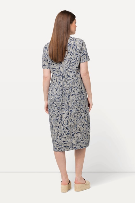 Jerseykleid, A-Linie, V-Ausschnitt, Halbarm, Biobaumwolle