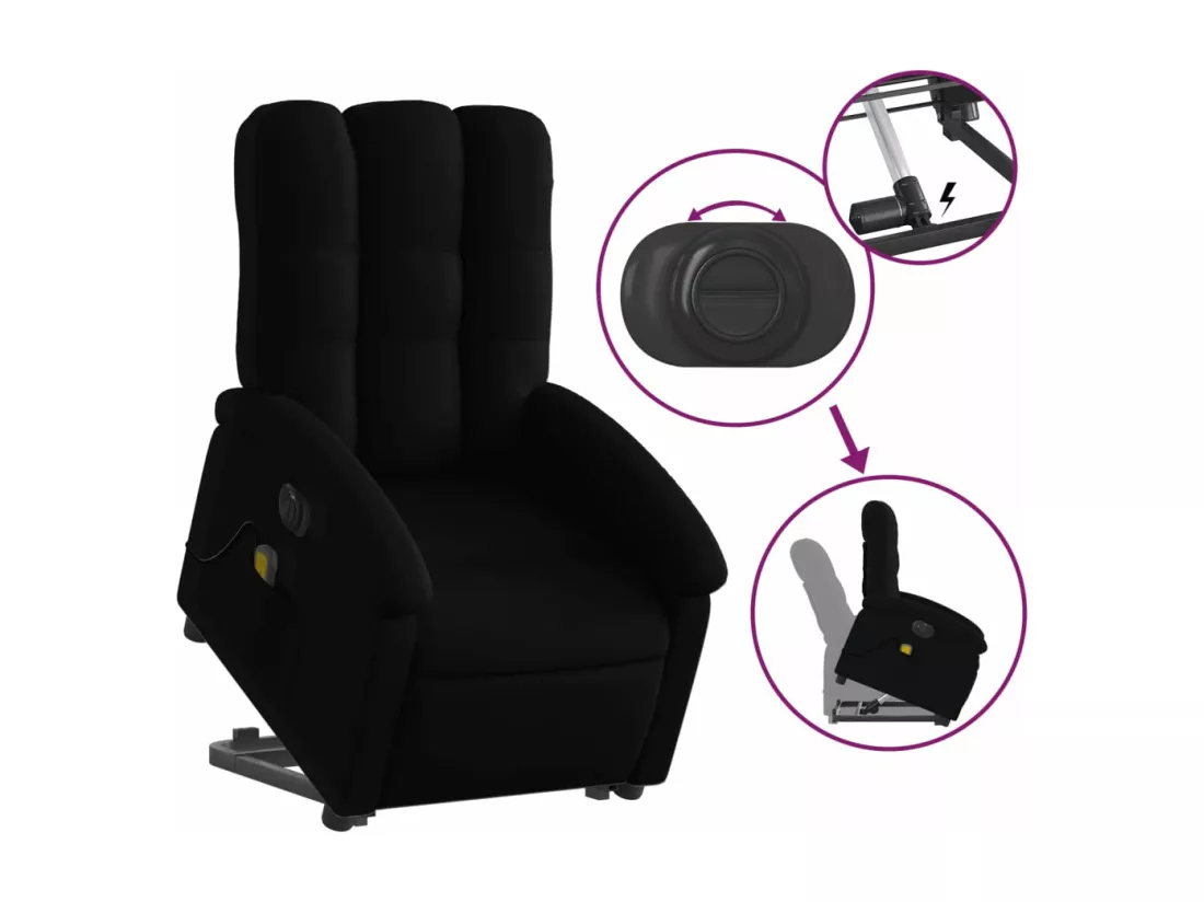 Fauteuil inclinable massant électrique Noir Tissu