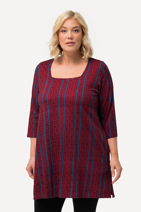 Longshirt, A-Linie, Carree-Ausschnitt, 3/4-Arm