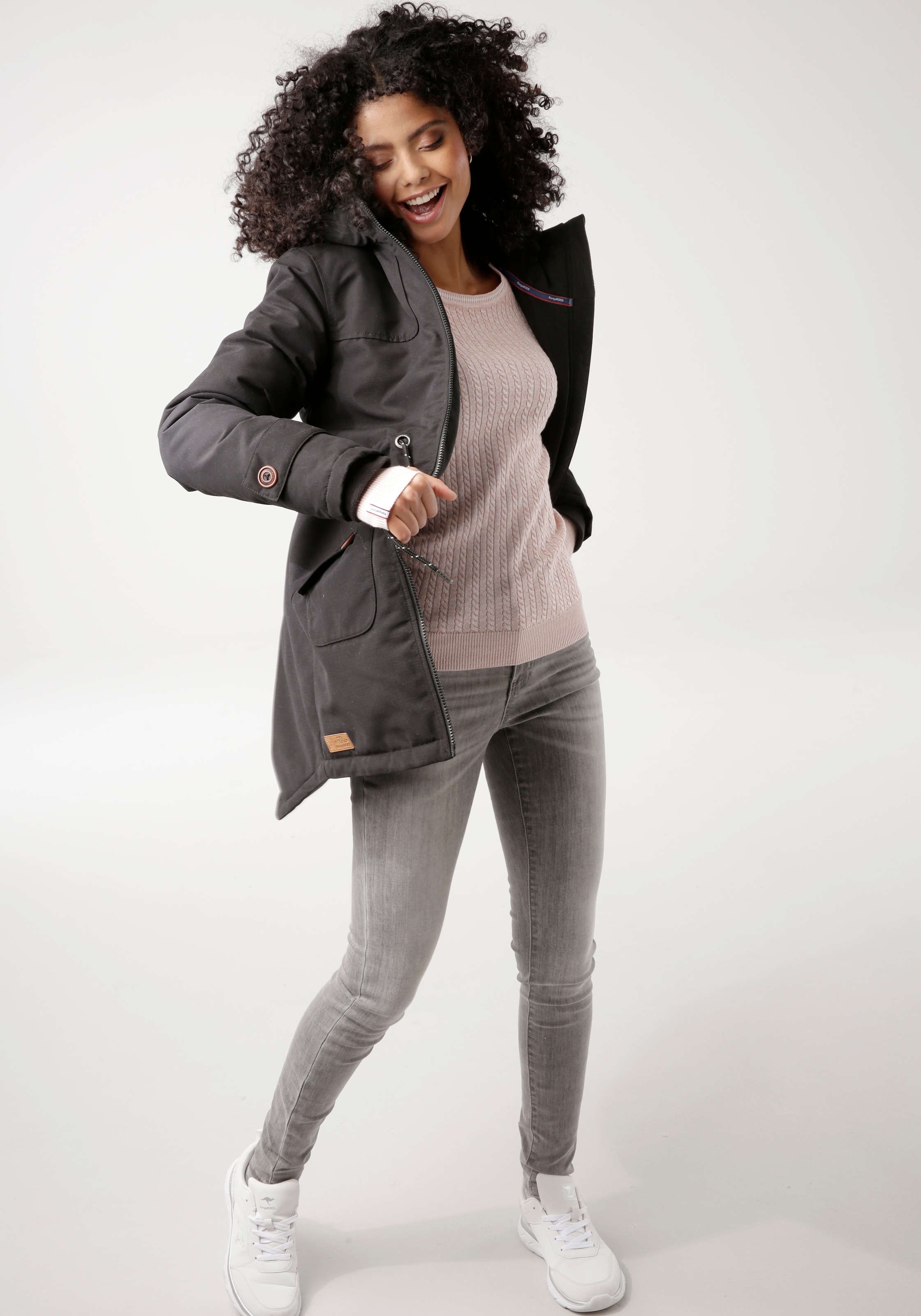 KangaROOS Winterjacke mit Kapuze mit Fleece-Fütterung