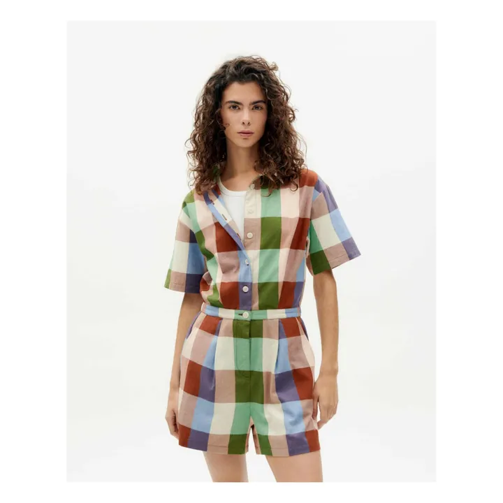Thinking Mu Combishort Agata Carreaux Coton Bio | Rouge brique