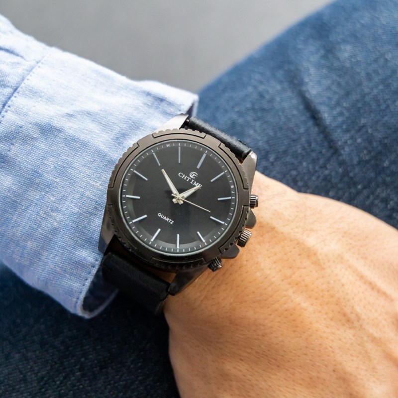 Montre Homme CHTIME bracelet Cuir Noir