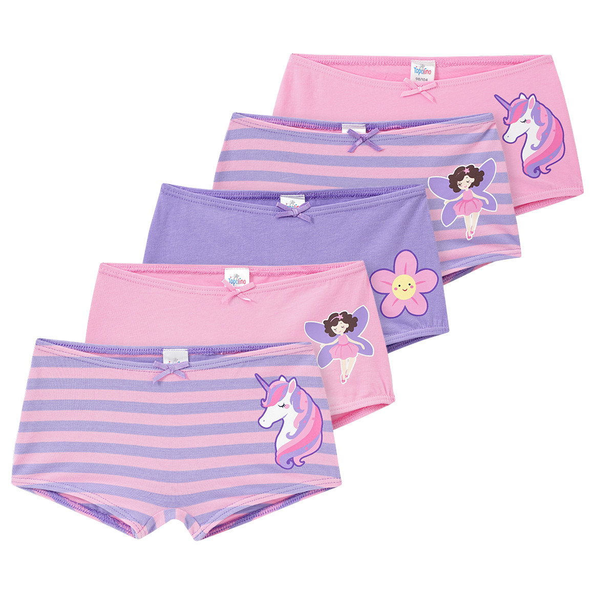Topolino 5 Mädchen Pantys in verschiedenen Dessins helllila / rosa