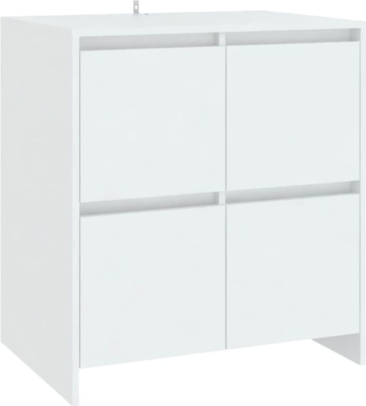 Opbergkasten - Wit - Bewerkt Hout - Dressoir met Deuren en Schappen