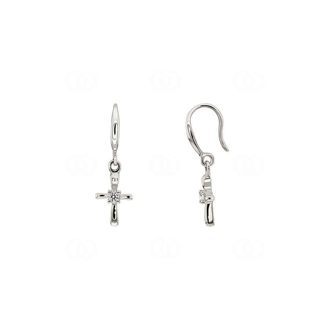 Ohrhänger 750/18 K Weissgold Kreuz mit Diamanten 0.04 ct H/si