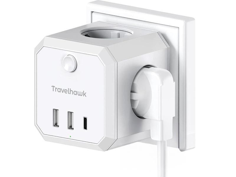 Travelhawk 7-in-1 USB verdeelstekker - White