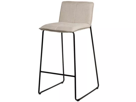 Tabouret moderne tissu avec pieds en métal noir Botane-Couleur Beige clair-Hauteur d'assise 65 cm
