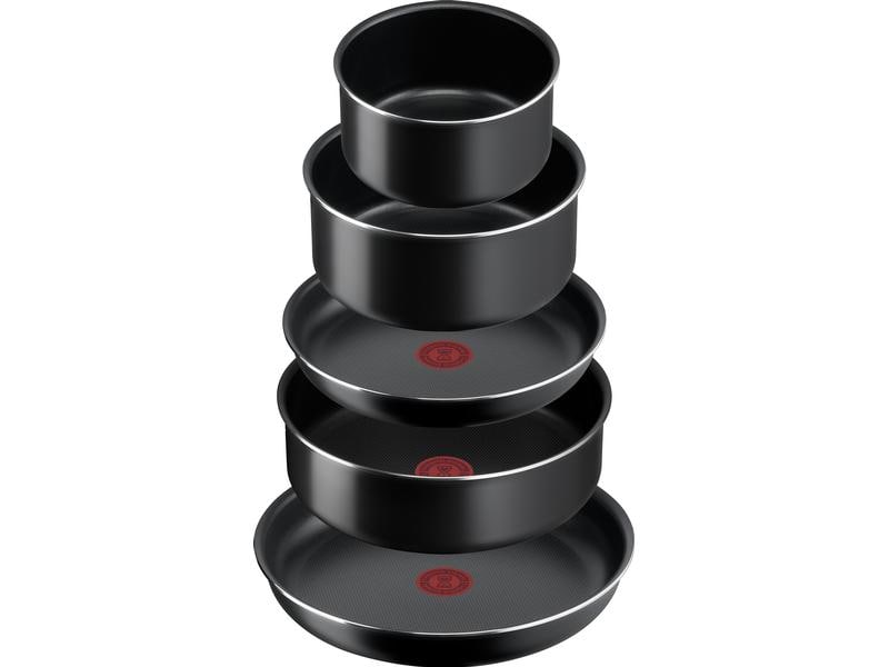 Tefal Kochgeschirr-Set Ingenio Easy On 10-teilig, Schwarz Pfannen- und Kochtopf Set