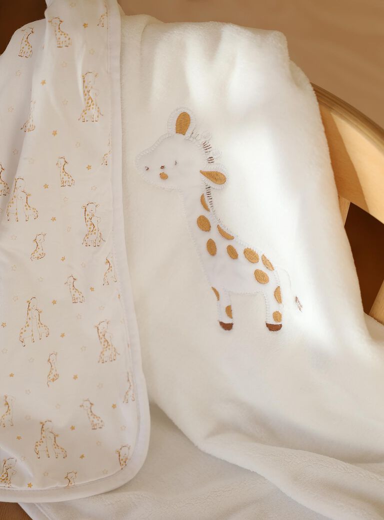 Couverture de naissance rose clair Girafe
