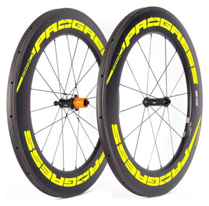 Paire de roues Progress Space Boyau Jaune | 9x100/9x130 mm | Patins | Campagnolo