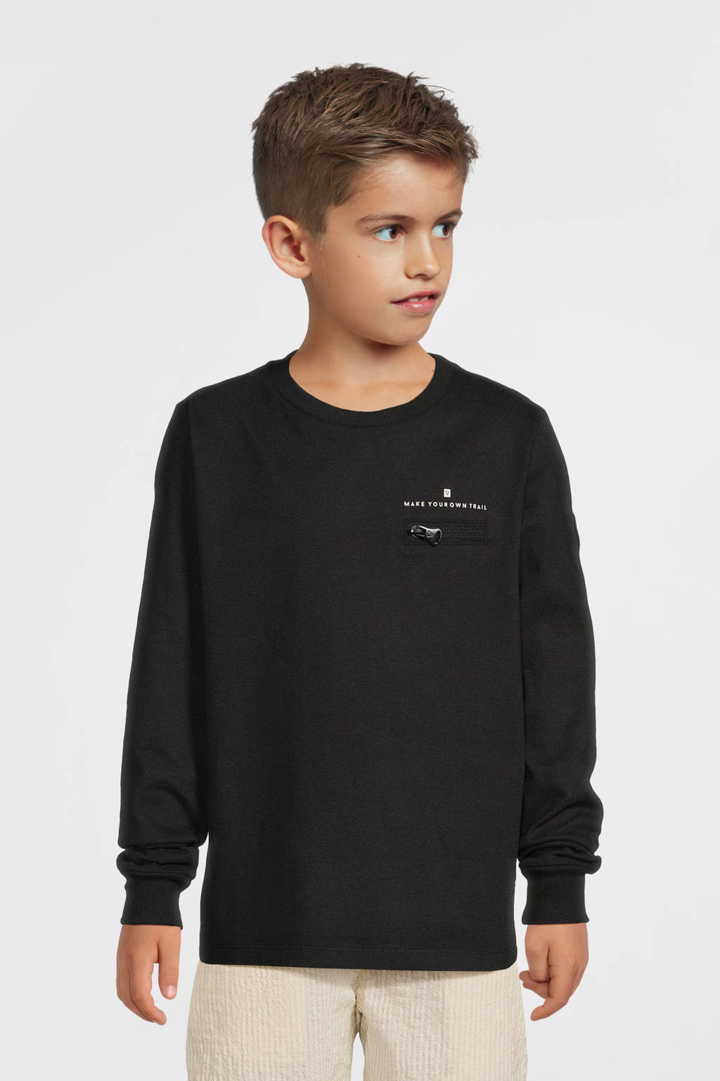 No Way Monday longsleeve met backprint zwart
