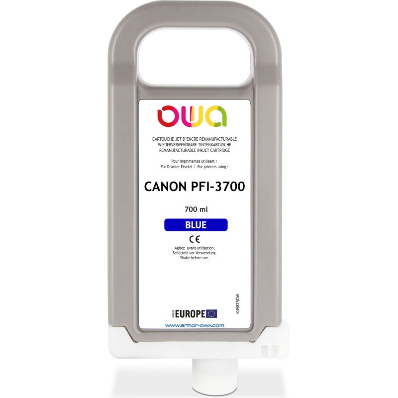Cartouche d'encre traceur remanufacturable OWA - standard - Bleu - pour CANON PFI-3700 B