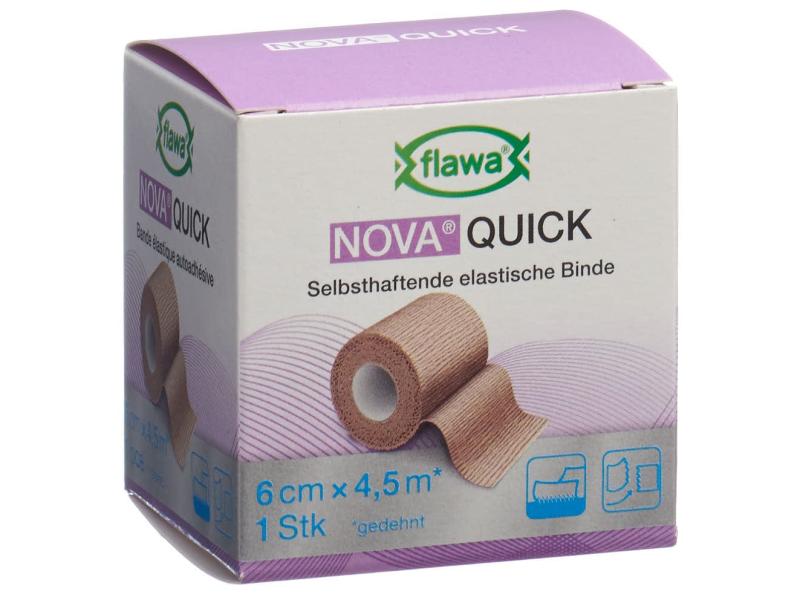 FLAWA Nova Quick kohäsive Fixierbinde 6 cm x 4.5 m, hautfar Selbsthaftende elastische Binde