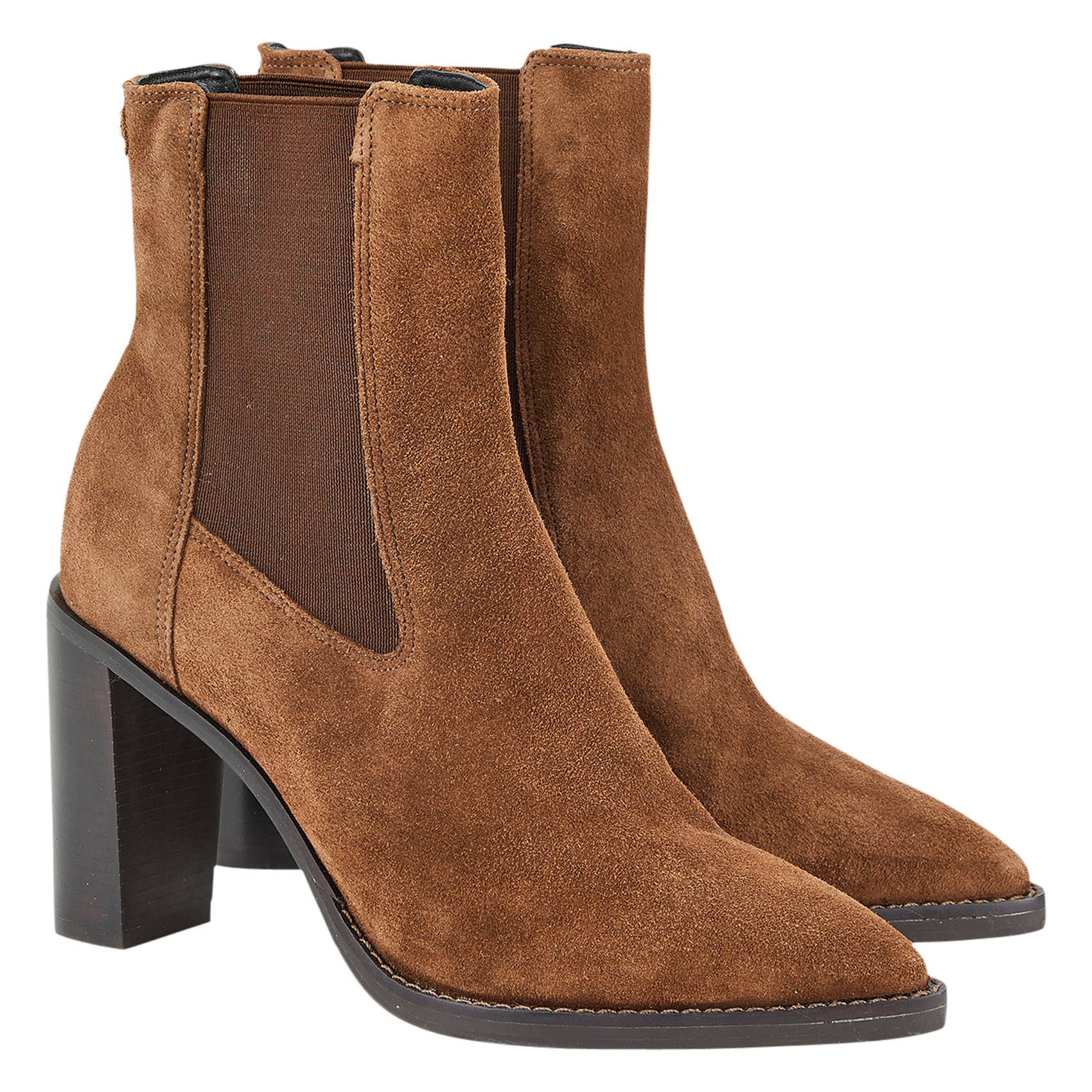 BETTY - Bottines à talons en cuir velours | Marron