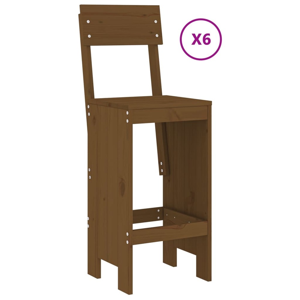 Ensemble de bar de jardin 7 pcs marron miel bois de pin massif