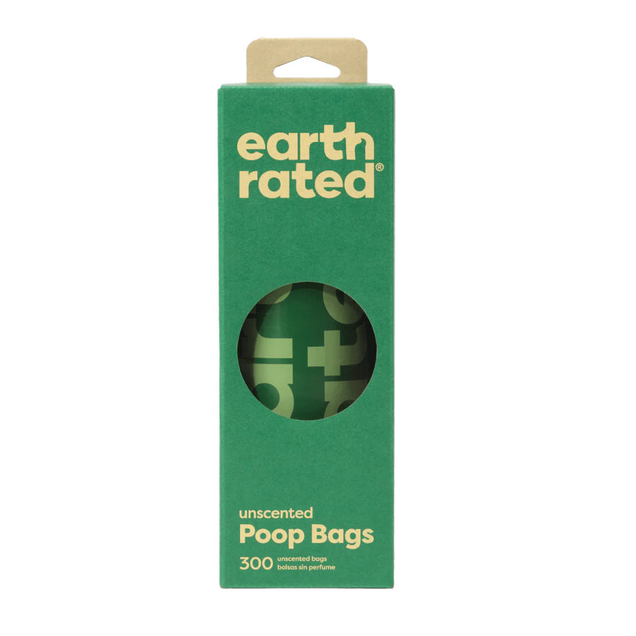 Sacos higiênicos para fezes de cachorro Earth Rated, em rolo único.