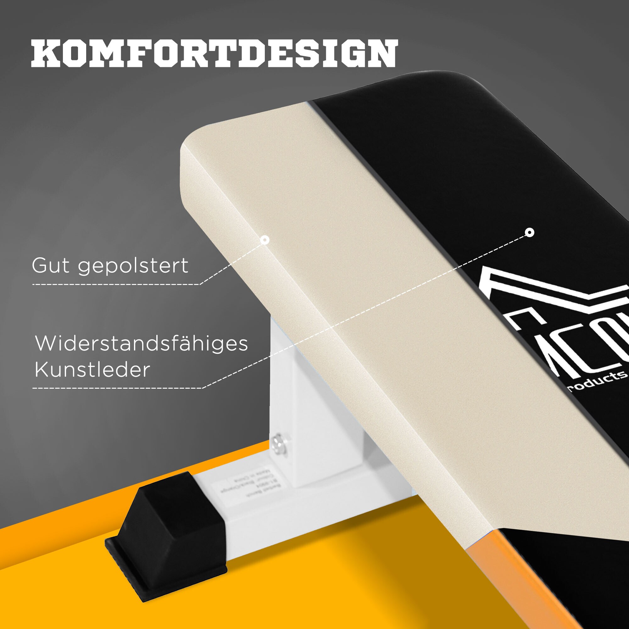 HOMCOM Hantelbank rutschfest schwarz, weiß, orange 110 x 58,5 x 40 cm (LxBxH)