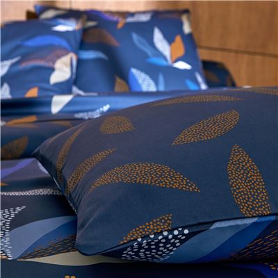Linge de lit satin de coton motif feuillage stylisé - BECQUET CRÉATION
