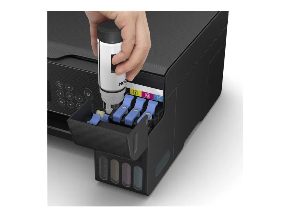 Epson EcoTank ET-2871 - Multifunktionsprinter - farve - blækprinter - ITS - A4 (medie) - op til 10 spm (udskriver) - 100 ark - Wi-Fi, USB - sort