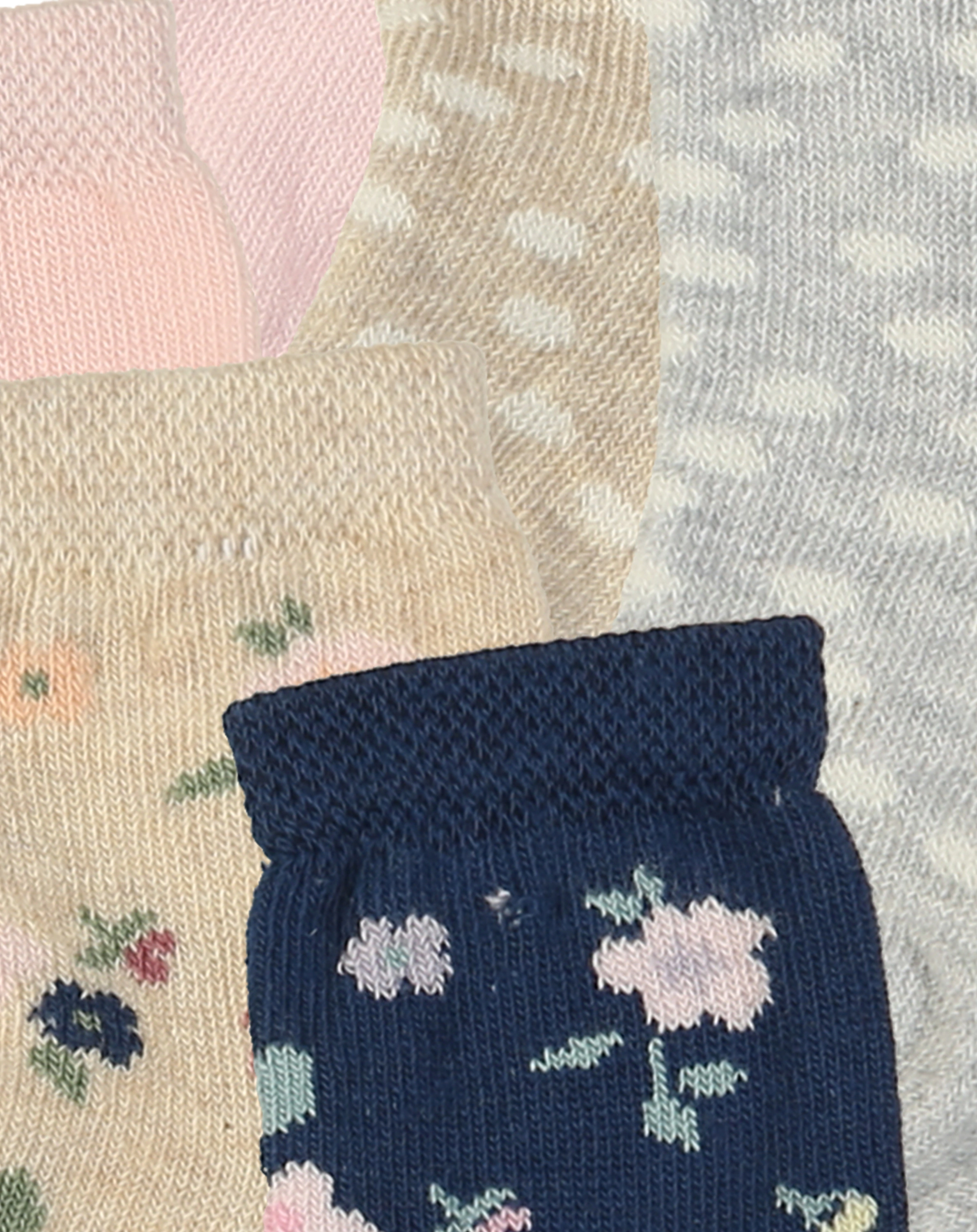 Socken BLUMEN & PUNKTE 6er-Pack in navy/rosa