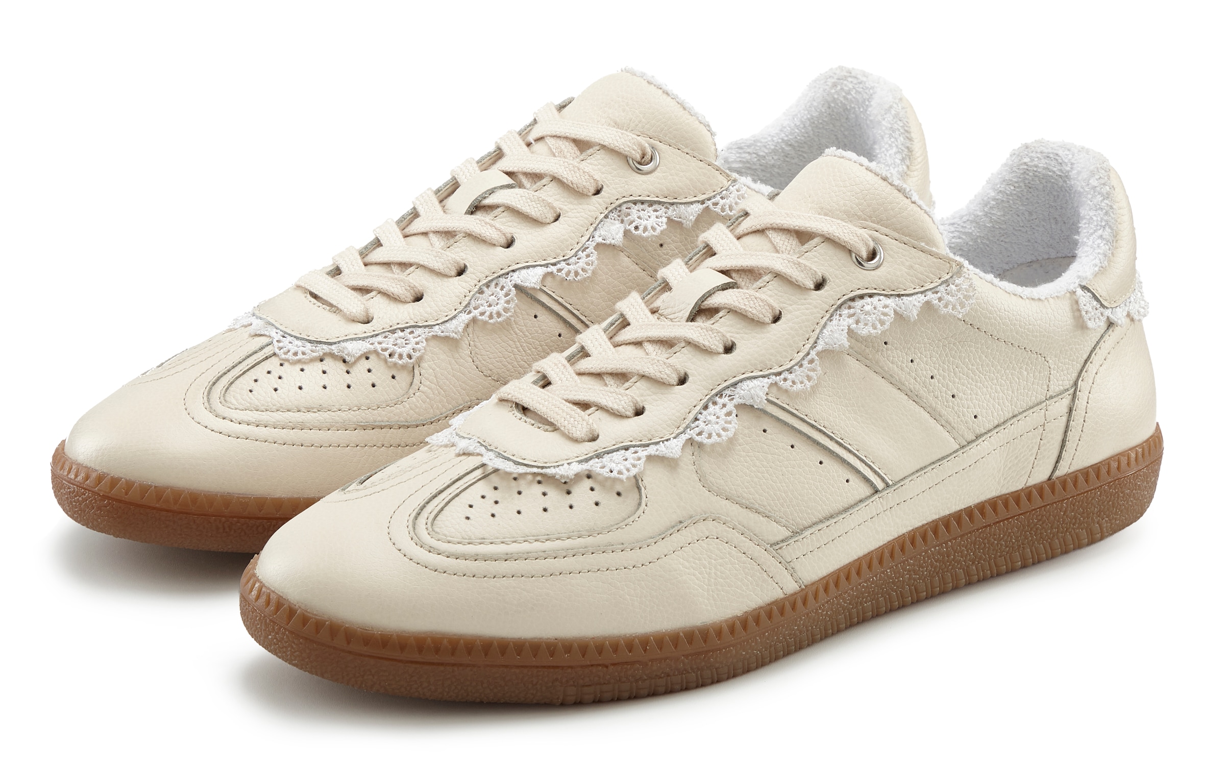 LASCANA Sneaker  Freizeitschuh, Halbschuh aus Leder mit Spitzen Details