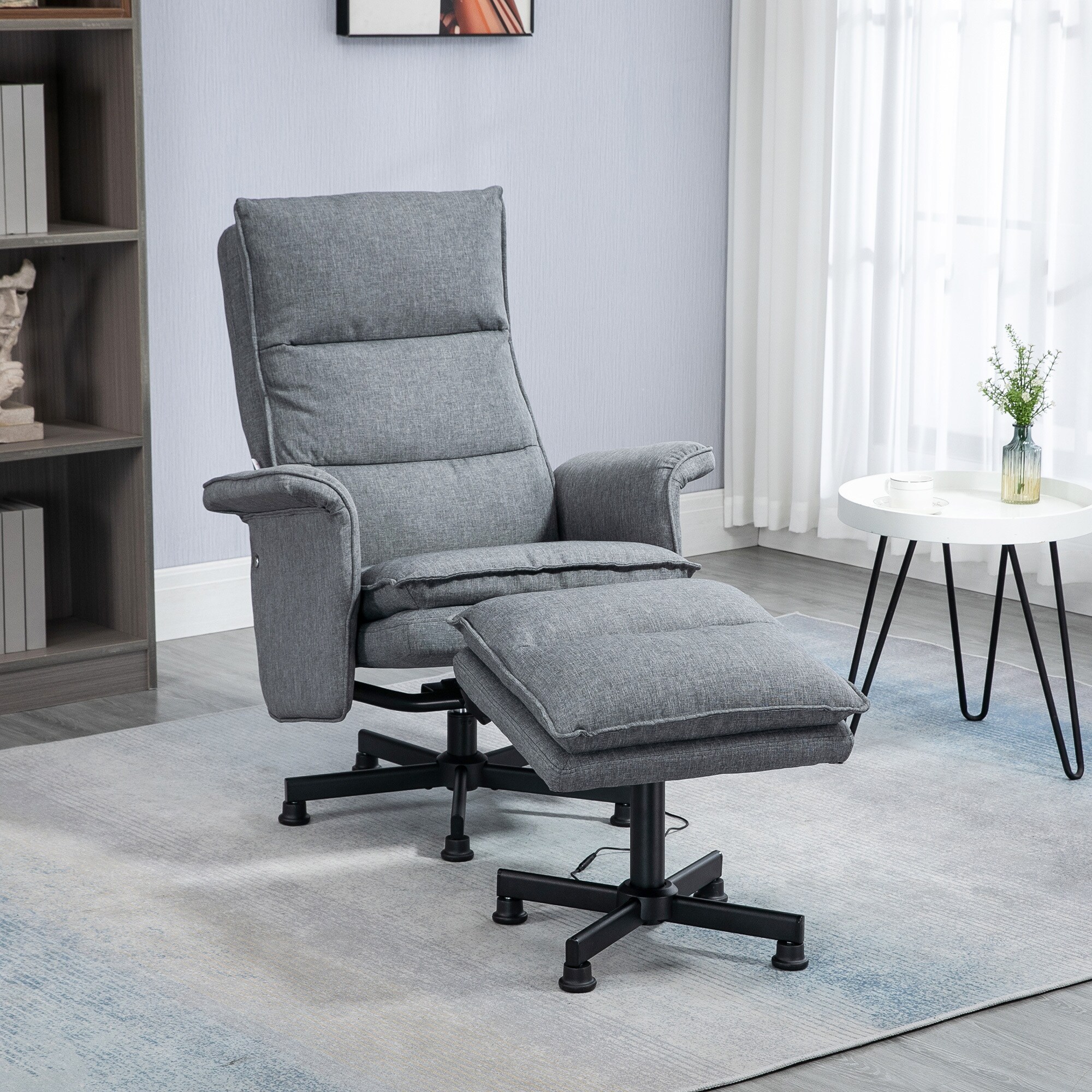 HOMCOM Massagestuhl mit Fußhocker grau 78L x 81B x 99H cm