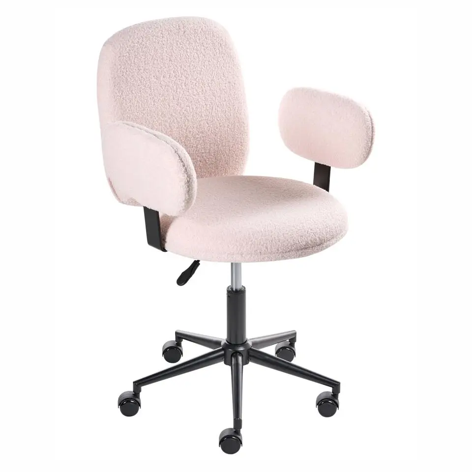 MORAGA - Bureaustoel - Pastelroze - Bouclé