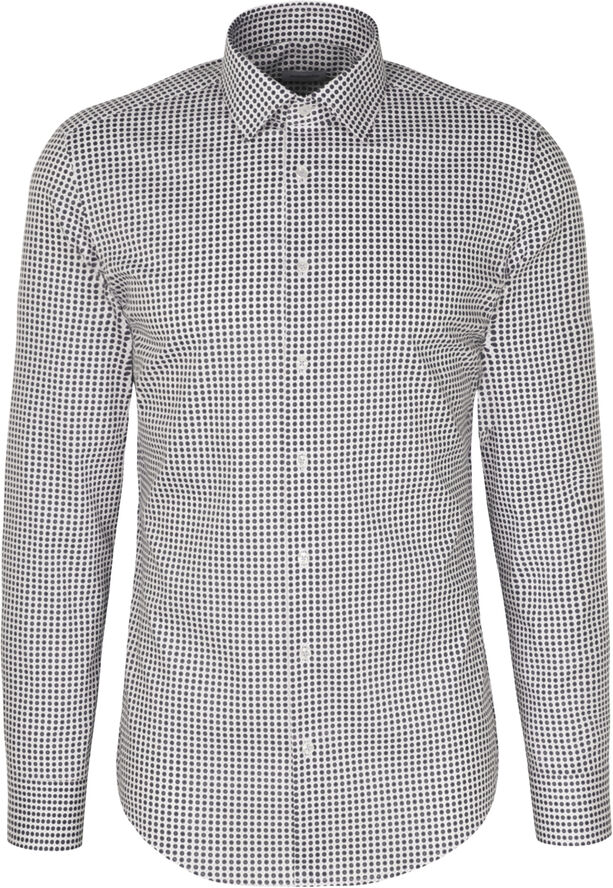 Seidensticker Performance shirt Slim Long sleeve Kent-Collar Print Blue