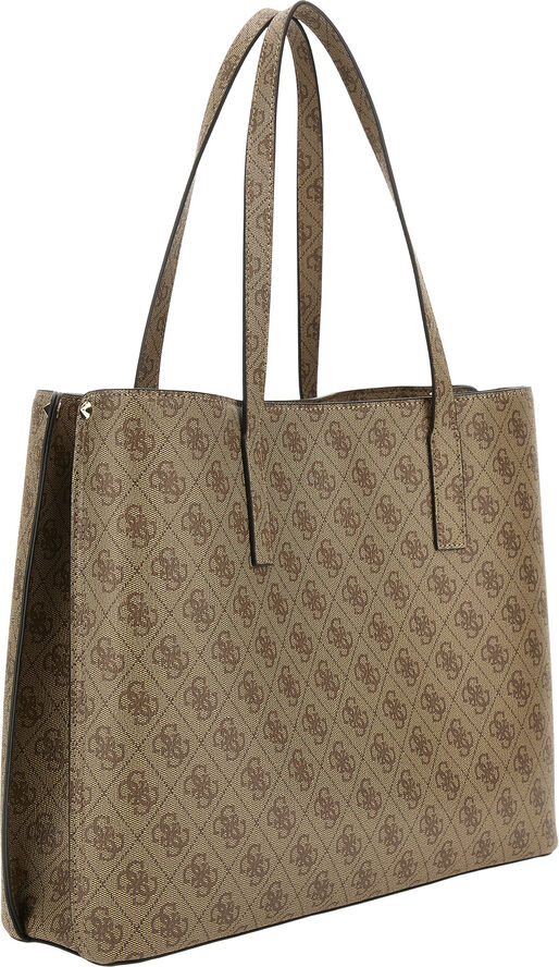 GUESS MERIDIAN GIRLFRIEND TOTE Latte logo