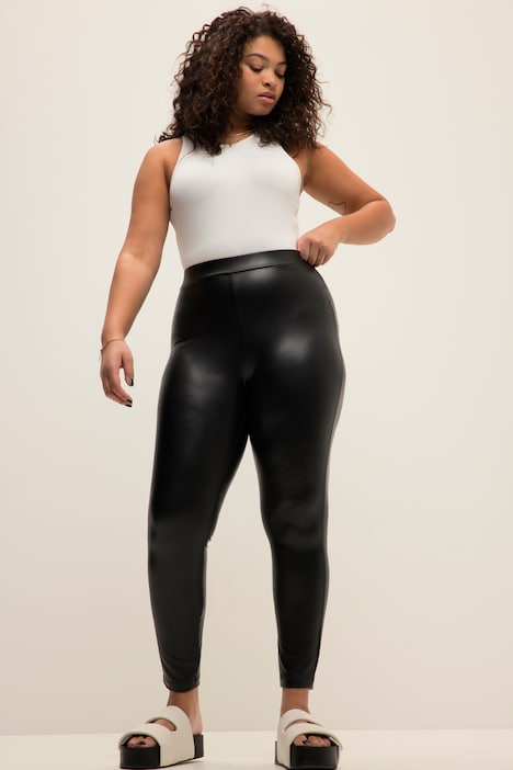 Leggings, beschichtet, elastisch, Elastikbund