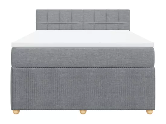 Sommier à lattes de lit avec matelas Gris clair 140x190cm Tissu