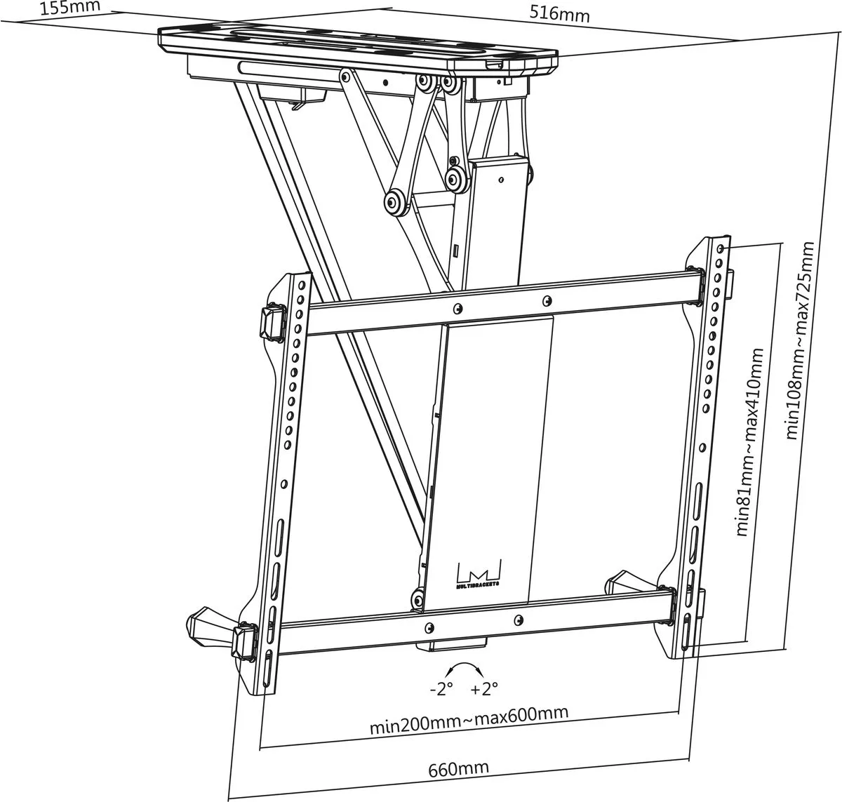 Multibrackets M Motorized Ceiling Mount Supports TV