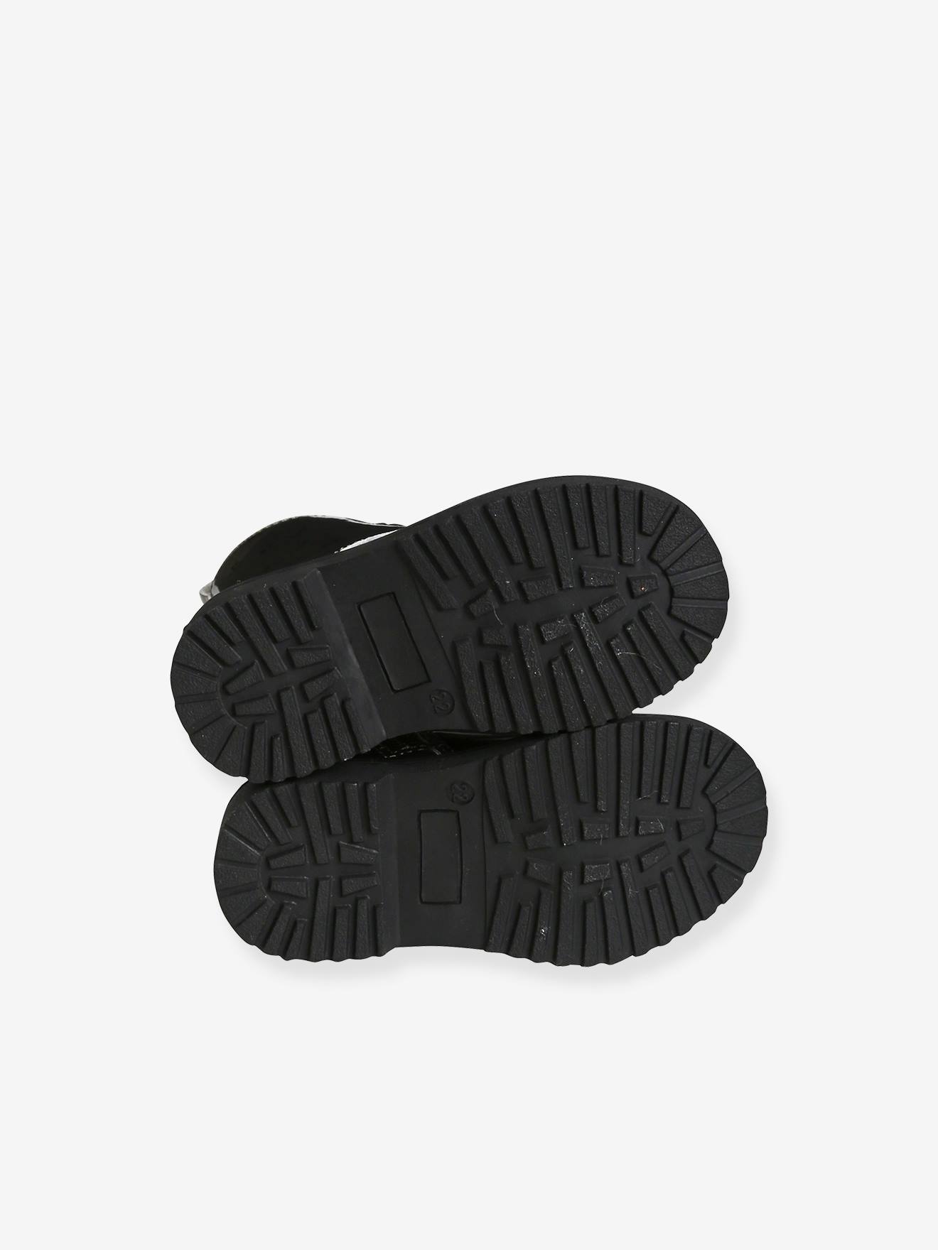 Botas de cano curto estampadas com cadarço e zíper, para bebê menina, estampa cinza médio