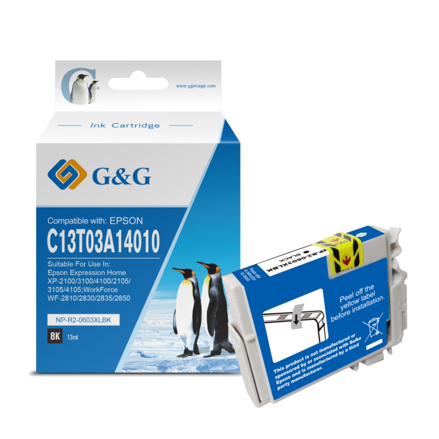 Ersetzt Epson 603XL BK Druckerpatrone Printer Tintenpatrone (500 Seiten / 13ml) - Schwarz