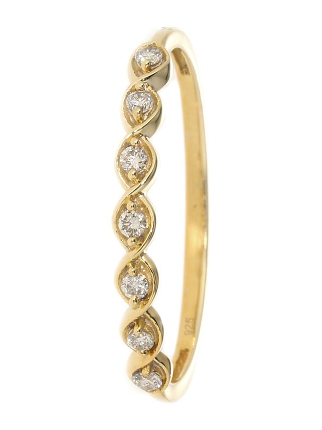 Memory-Ring, 7 Brillanten, 0,10 ct., Silber 925, vergoldet