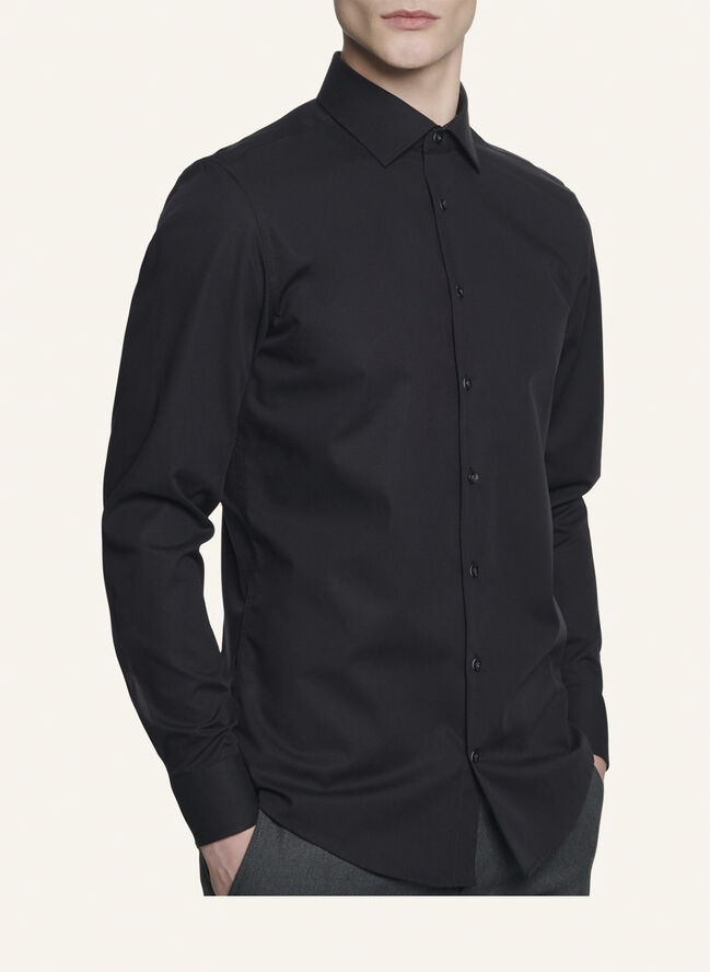 Seidensticker Business Shirt Slim Long sleeve Kent-Collar Uni Black